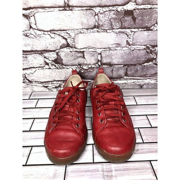 FitFlop Supertone Blaze Red Leather Comfort Sneakers Shoes 114-002 Women Sz 5M - Picture 2 of 16